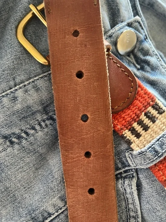 Lucky Brand Woven Leather Trim Belt 29-33 Inches - Picture 9 of 12
